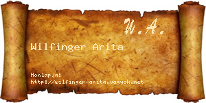 Wilfinger Arita névjegykártya